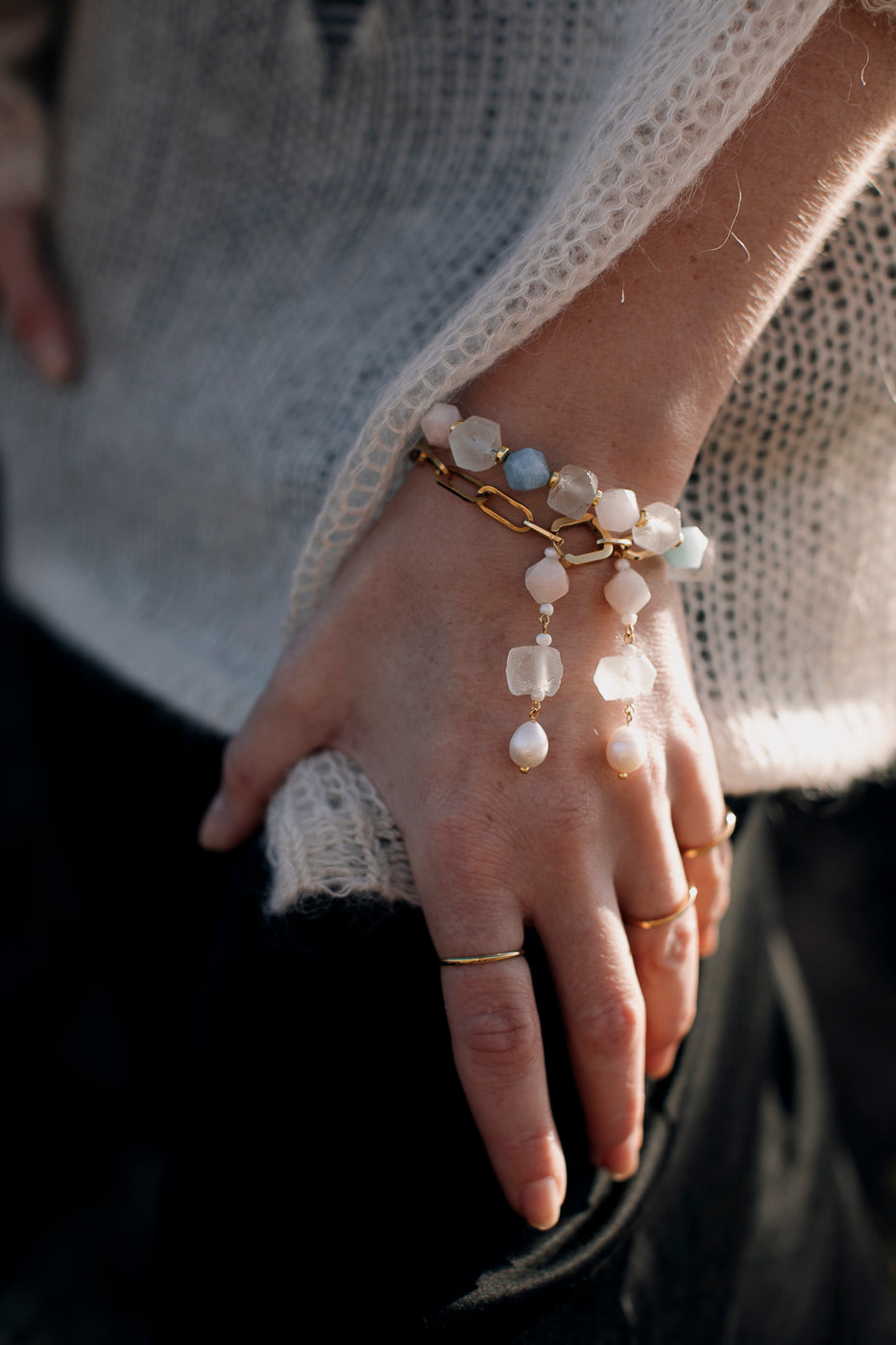 PASTEL PEARL Earrings & Bracelet
