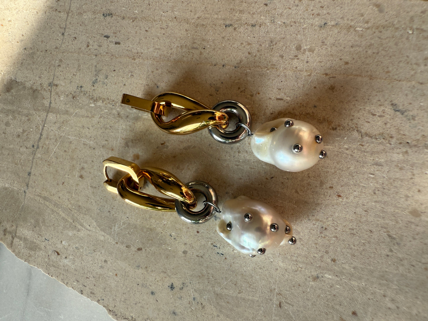 pearl earrings gold/silver - one off piece