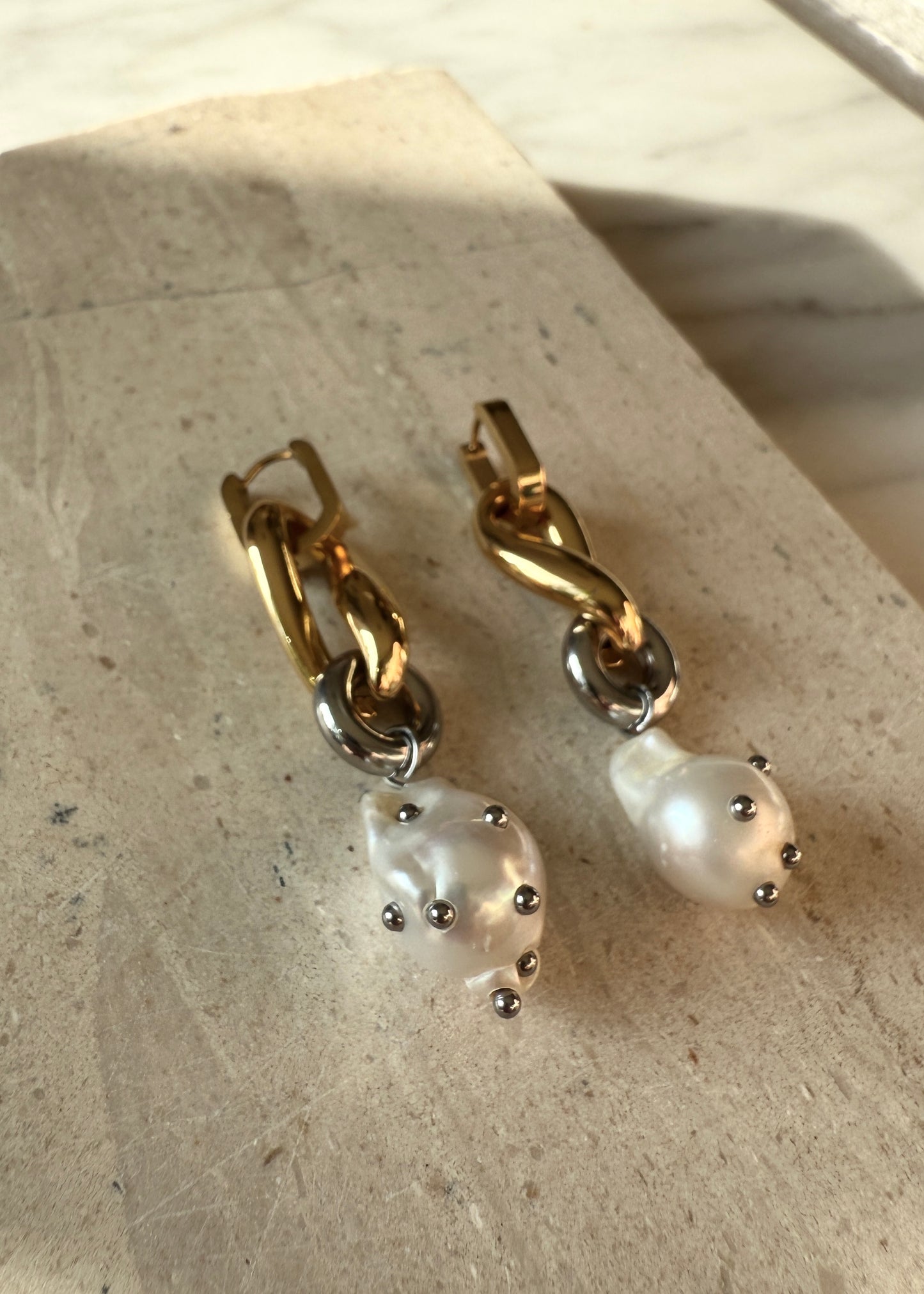 pearl earrings gold/silver - one off piece