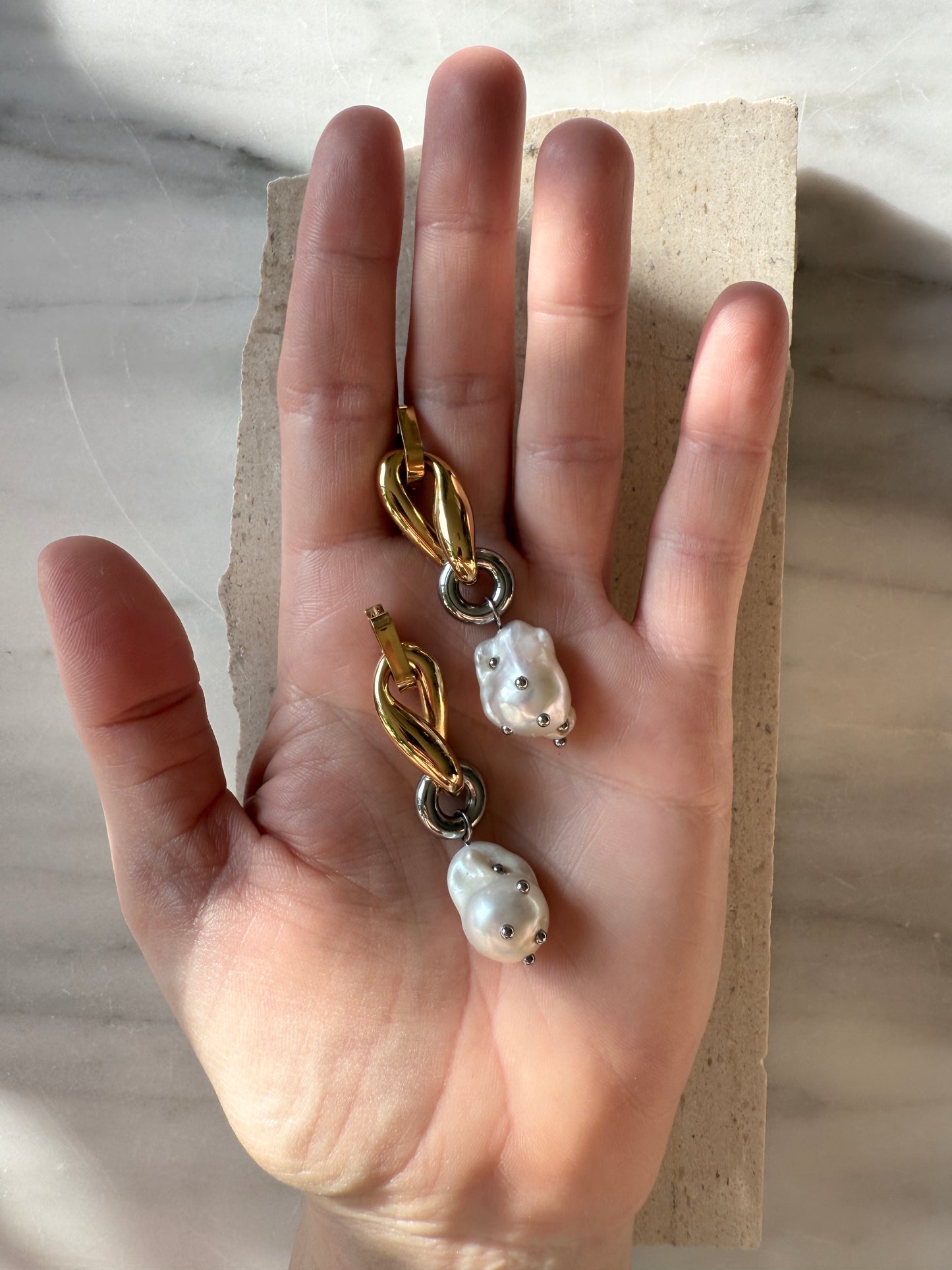 pearl earrings gold/silver - one off piece