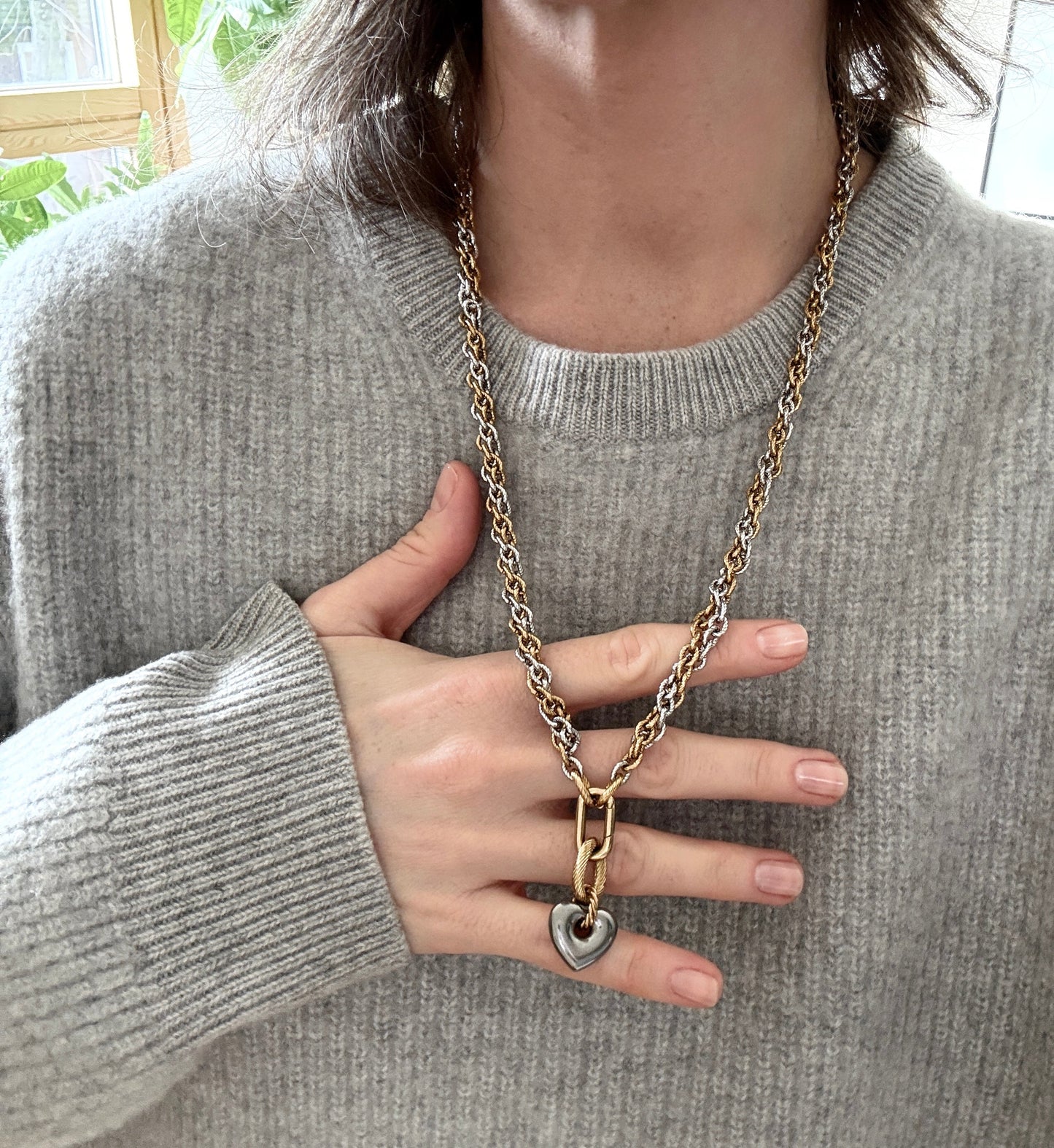 Chunky Heart Twist Chain Necklace