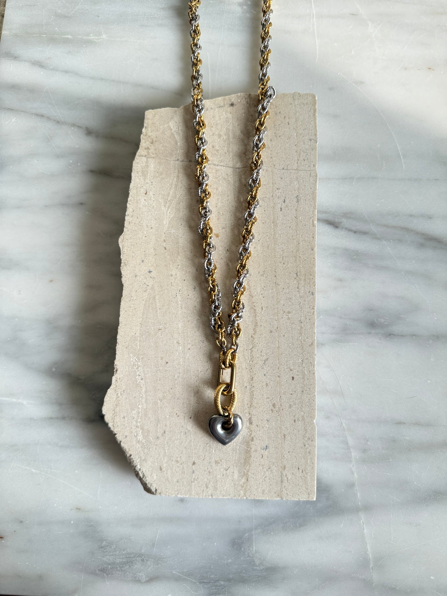 Chunky Heart Twist Chain Necklace