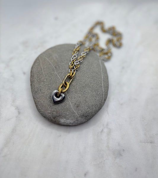 Chunky Heart Twist Chain Necklace