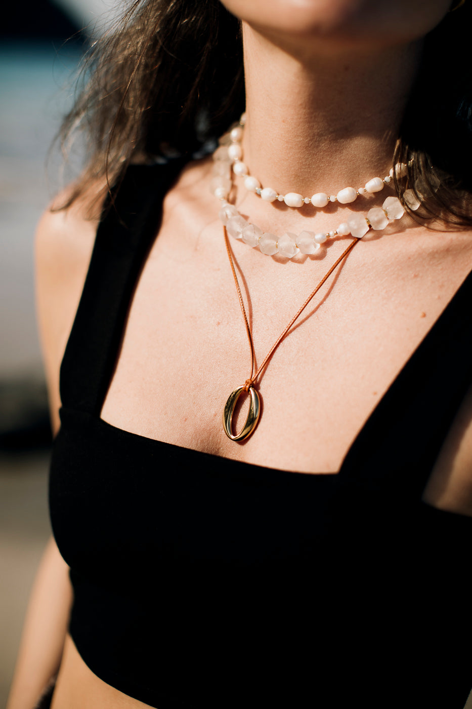 Versatile Oval Gold-Plated Pendant Necklace