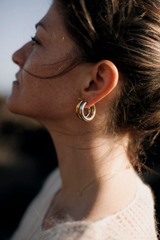 BASIC Large Two-tone Hoop Earrings