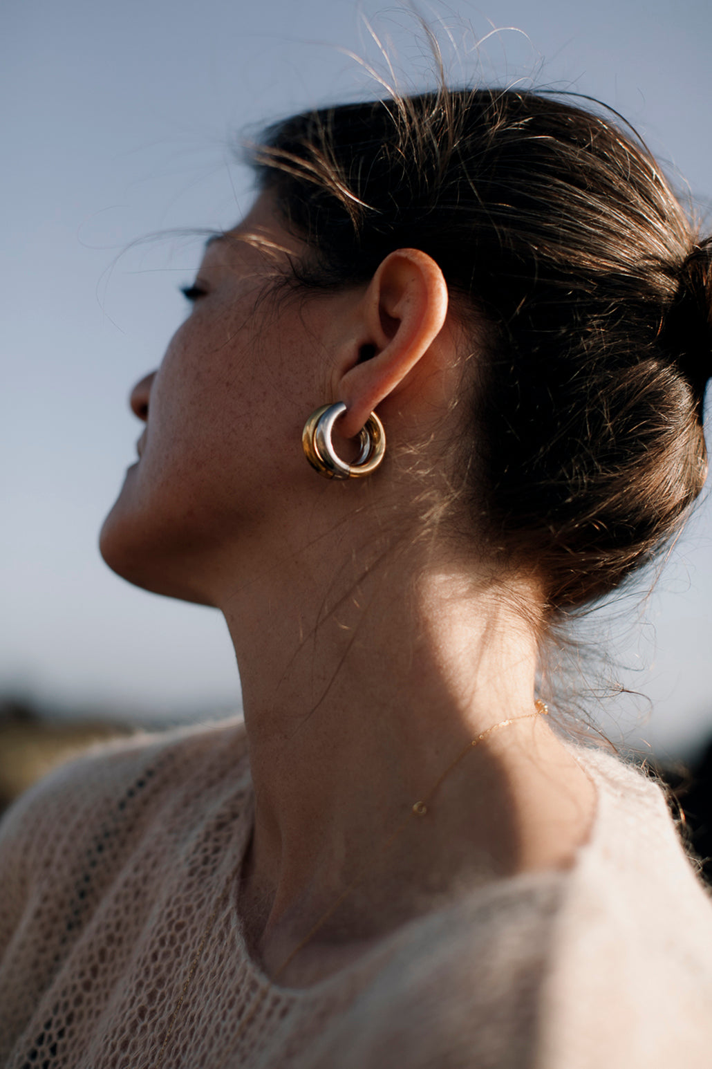 BASIC Large Two-tone Hoop Earrings